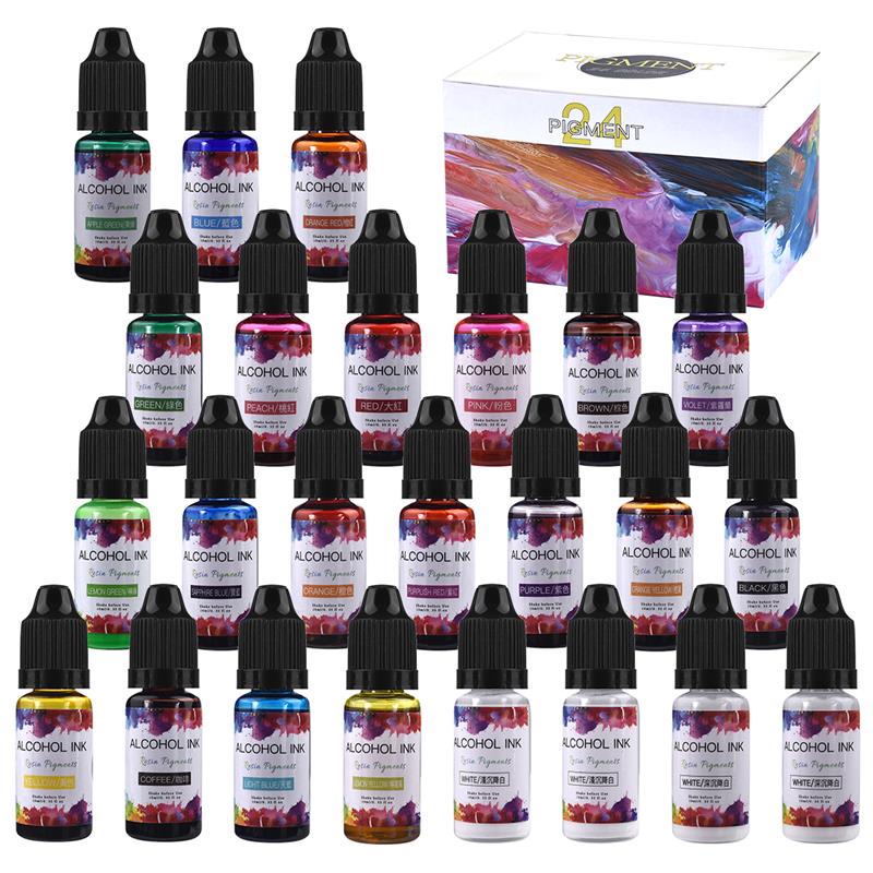 Resin Pigment Set - 24สี/ชุด10Ml Resin Pigment Art หมึกแอลกอฮอล์สีหมึก Diffusion