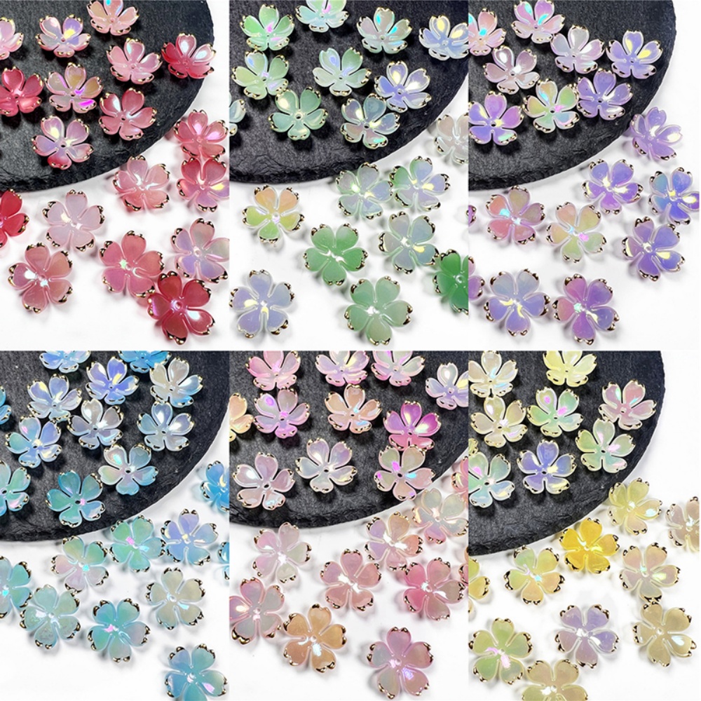 Flower Preservation Resin - 50 ชิ้น/ล็อต ลูกปัดอะคริลิคดอกซากุระขนาด 19 มม. ชิ้นส่วนตกแต่งรูปกลีบดอกไม้