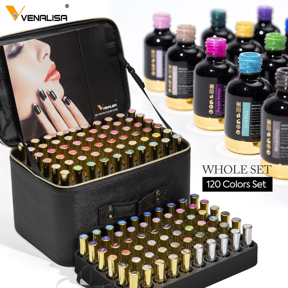 Resin Glitter Pack - 120Pcs * 12Ml VENALISA เจลเคลือบเงาทั้งชุดเล็บ Salon